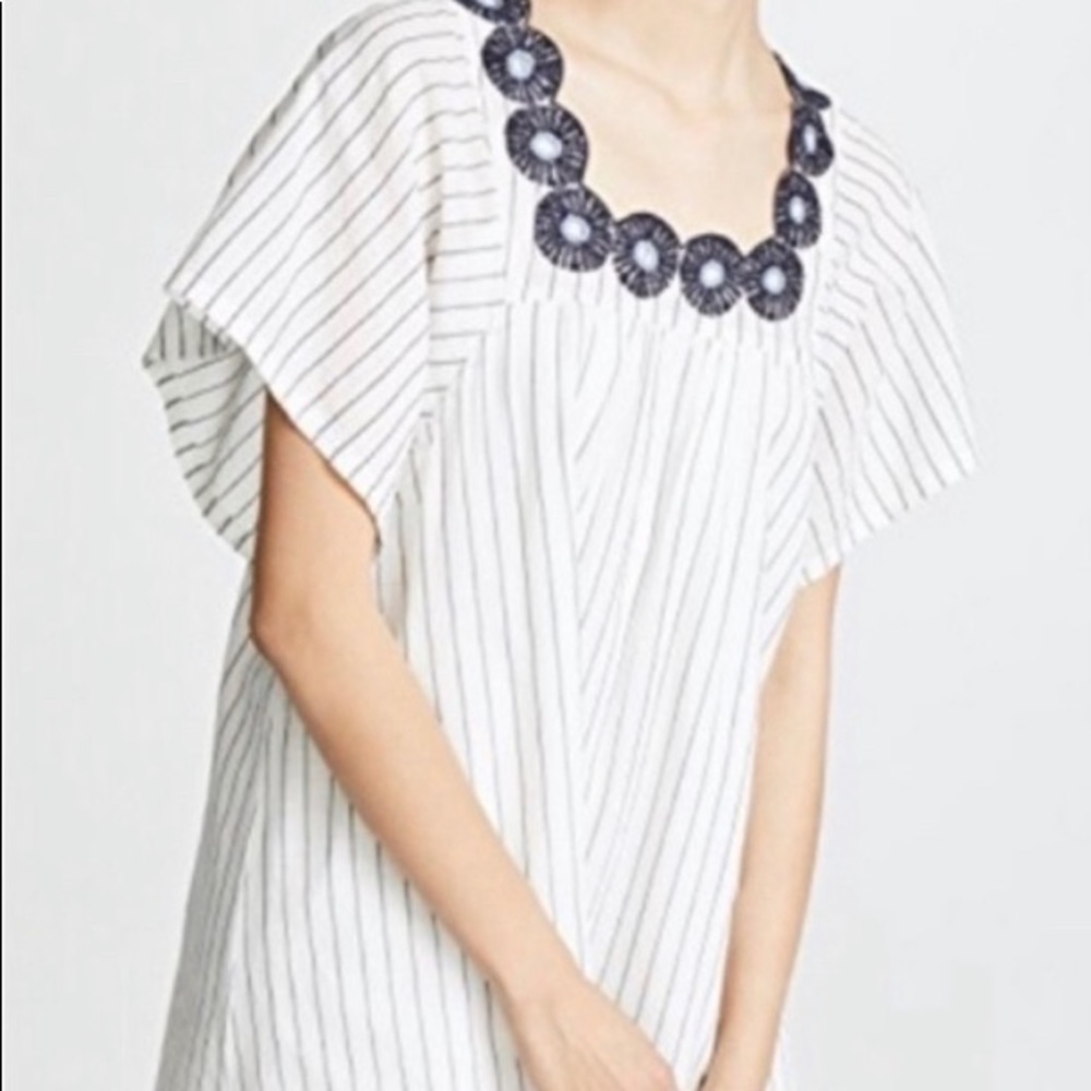 Madewell White and Blue Embroidered Tunic Dress. - Picture 3 of 6
